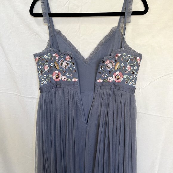 Needle & Thread Embroidered Bodice Cami Strap Maxi Dress, Vintage Navy (Gray) - Picture 3 of 8